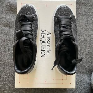 Alexander McQueen size 7 Oversized Low Black White Glitter sneaker